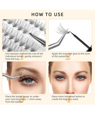240 Individual False Eyelashes - 10D Curl Mix 8-14mm - Reusable DIY Cluster Lashes for Stunning Eye Makeup - Buy Online on GoSupps.com