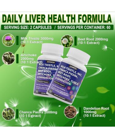 SXNWSN Liver Support Capsules | Milk Thistle Artichoke & Dandelion Root - Liver Cleanse Detox Support & Repair Supplement 60 Count - Buy Online on GoSupps.com