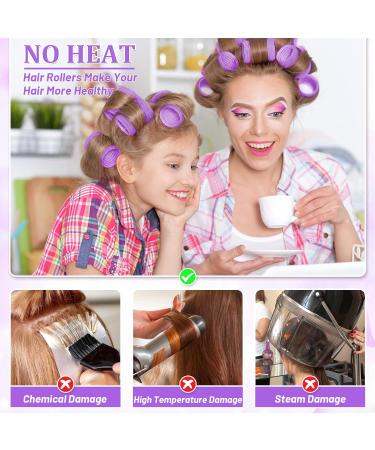 Thrilez 28Pcs Jumbo Hair Rollers with Clips - 3 Different Sizes for Long, Medium, Short Hair - Salon Quality Hair Roller Set in Purple - Buy Online on GoSupps.com