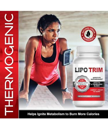 Lipo Trim- Advanced Lipogenic Thermogenic Diet Pills Boost Energy Enhance Focus and Accelerate Fat Loss- 60 Fast Acting Appetite Suppressant Capsules - Buy Online on GoSupps.com