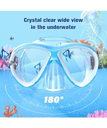 Findway 180 Panorama Diving Goggles for Kids | Adjustable Silicone Swim Mask for Ages 3-13 - Blue & White - Buy Online on GoSupps.com