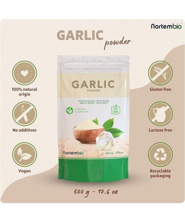 Nortembio Garlic Powder 500g - 100% Natural Origin, Vegan & Gluten-Free Ground Garlic - Ideal for Meat, Vegetables, and Fish - No Additives or Preservatives - Buy Online on GoSupps.com