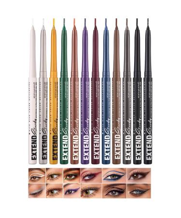 Eyeliner set eyeliner pencil set - 12 colors of waterproof natural-looking eyeliners - Long-lasting gel pens stain-proof cosmetics