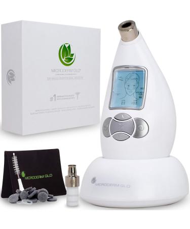 Microderm GLO Diamond Microdermabrasion Machine and Suction Tool - Clinical Micro Dermabrasion Kit for Tone Firm Skin  Advanced Home Facial Treatment System & Exfoliator For Bright Clear Skin White