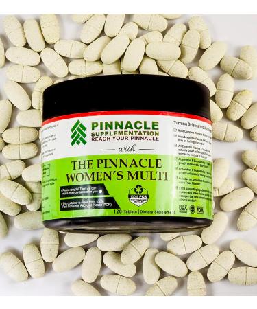 Pinnacle Women's Multivitamin with Iron Vitamin D3 Vitamin C B12 Biotin Zinc Calcium & Magnesium Multimineral Hair Skin & Nail Support Brain Support Antioxidant Immune Support 120 Count - Buy Online on GoSupps.com