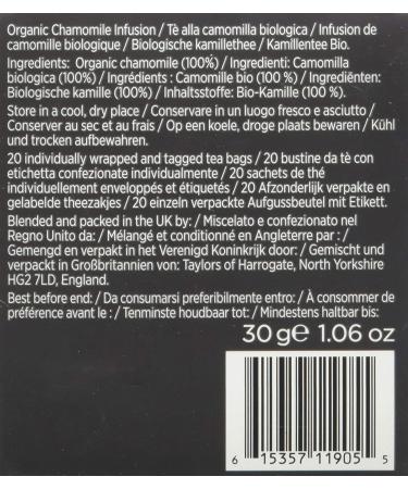 Taylors of Harrogate Organic Chamomile Herbal Tea - 20 Count Teabags - Buy Online on GoSupps.com