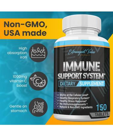 Extravagant Value Iron Supplement 25mg with Vitamin C 1000mg Gentle Iron Tablets with Ginger Root for Immune, Energy & Blood Support, High Absorption, Non-GMO, 150 Tablets - Buy Online on GoSupps.com