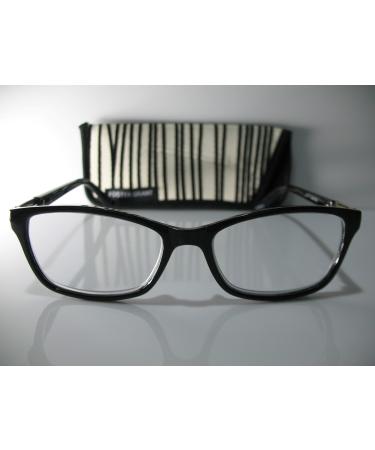Foster Grant Jules Womens Black & White Fashion Reading Glasses w/Case +2.00