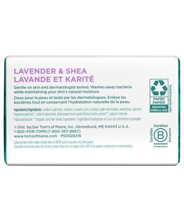 Tom's of Maine Lavender & Shea Natural Beauty Bar Soap - 5 oz | Raw Shea Butter | Eco-Friendly & Cruelty-Free - Buy Online on GoSupps.com