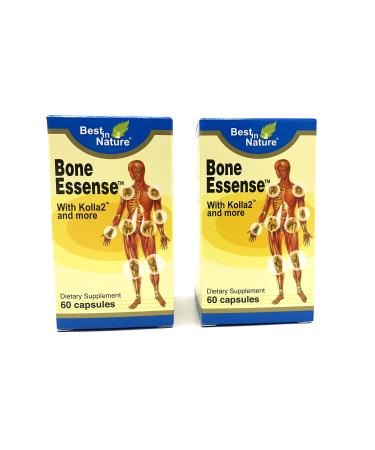 2 Bottles - Bone Essense with Kolla2 - Kolla2 300mg Glucosamine Chondrotin Sulphate Calcium - 60 Capsules - Best in Nature