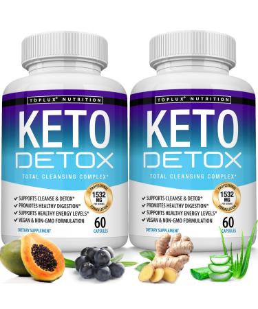 Toplux Keto Detox Pills Advanced Cleansing Extract 1532 Mg Natural Acai Colon Cleanser Formula Flush Toxins & Excess Waste for Men Women 60 Capsules Supplement 60 Count (Pack of 2)