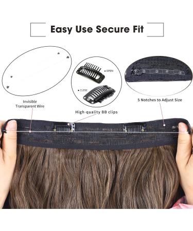 Invisible Wire Hair Extensions | Transparent Wire with Secure Clips | 20 Inch Synthetic Hair Pieces for Women | Balayage Dark Brown to Chestnut Brown - Buy Online on GoSupps.com
