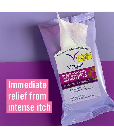 Vagisil Anti-Itch Medicated Feminine Vaginal Wipes - Maximum Strength, 20 Count - Buy Online on GoSupps.com