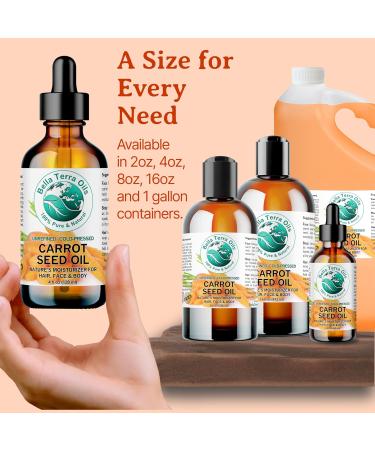 Bella Terra Oils - Organic Carrot Seed Oil 2 oz - Cold-Pressed Elixir Abundant in Vitamin A & E Beta-Carotene Richness Ideal for Nourished Skin Radiance 2 Fl Oz (Pack of 1) - Buy Online on GoSupps.com