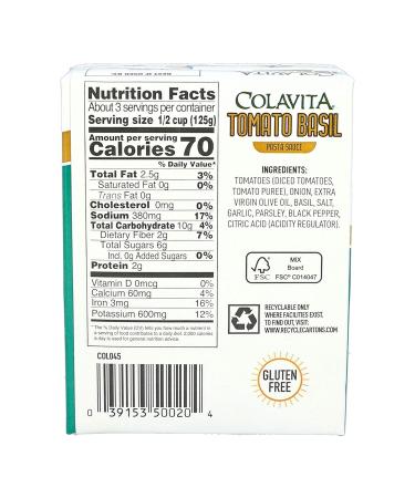 Colavita Tomato Basil Pasta Sauce Recart 13.76 Oz (Pack of 16) | Authentic Italian Recipe with Fresh Non-GMO Ingredients | Gluten-Free and Sustainable Packaging from Italy - Buy Online on GoSupps.com