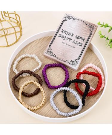 8-Piece Hair Tie Set - 100% Pure Mulberry Silk for Women & Girls | Cute Satin Sleep Hair Ties for Curly Thick & Thin Hair - Buy Online on GoSupps.com