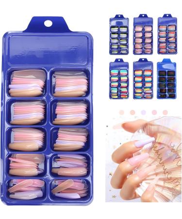 Colorful Nail Tip Pure Color Full Cover Nail Tip Home Salon Stylish Colorful False ABS Material Fake Nail Manicure Tool Easy to Cut(01) - Buy Online on GoSupps.com