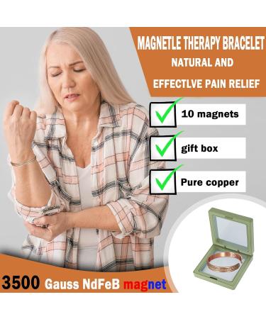 Yinox 10 Copper Magnetic Bracelets for Arthritis Relief - Adjustable & Stylish for Men & Women 3500 Gauss for Migraine Relief - Buy Online on GoSupps.com