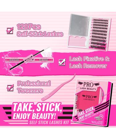 PRO Self Adhesive Eyelashes Kit - 120pcs Press On Lashes Lash Fixative & Remover Easy Home Application | Velvety D-10-18mix Eyelash Extension Set - Buy Online on GoSupps.com