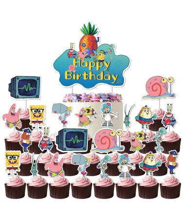 25 Pcs Cartoon Birthday Cake Toppers and Cupcake Toppers for Boys Girls - Theme Party Decorations Supplies