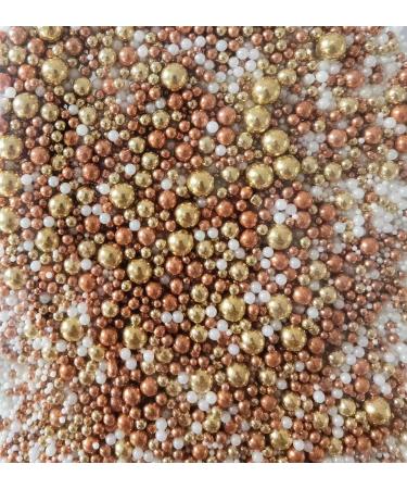 Sprinkles Edible Mix Sugar 120g/4.2oz Candy Baking Cake Decorations Cupcake Toppers Cookie Decorating Celebrations Edible Fancy Sprinkles Jimmies for Ice Cream Donut Chocolate (Rose gold white)