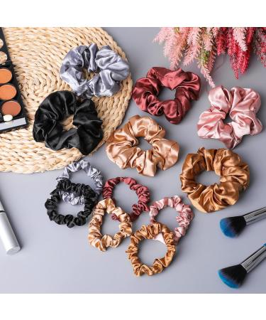 24 Pieces Silk Hair Scrunchies for Women Solid Elastic Bands Ponytail Holder Soft Satin Hair Ties Set Curly Thick Thin Hair Hair Accessories - Buy Online on GoSupps.com