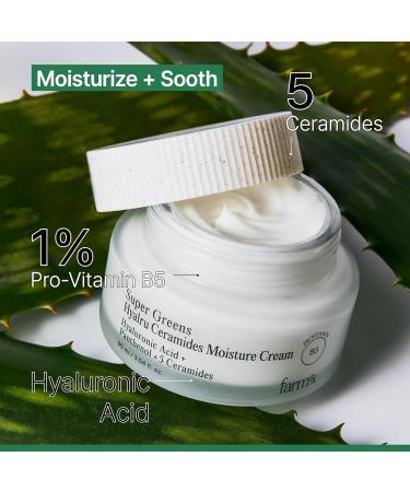 Farm Rx Super Greens Hyalru Ceramides Moisture Cream - Deep Hydration Moisturizer Strengthens Skin Barrier Korean Vegan Skincare Hyaluronic Acid & Panthenol (3fl oz - Buy Online on GoSupps.com