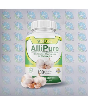 Voldox AlliPure 100% Stabilised Allicin Garlic Capsules - Immune Booster - Non-GMO - 100 Capsules 450mg - Made in UK - Buy Online on GoSupps.com