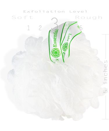Premium Lulu Essentials Bath and Shower Loofah Poufs - 6 Pack, 60g Each - Cleansing Sponge for Exfoliating - Best Mesh Body Scrubbers in Snow White - Ideal Gift Box - Buy Online on GoSupps.com