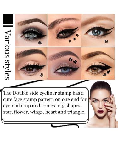Double Side Liquid Winged Eyeliner Stamp Smudge Proof Waterproof Eyeliner Pen Set Long-Lasting Eye Liner Face Makeup Star Flowers Hearts Triangle Black Eyeliner Stamp Pencil(5PCS) - Buy Online on GoSupps.com