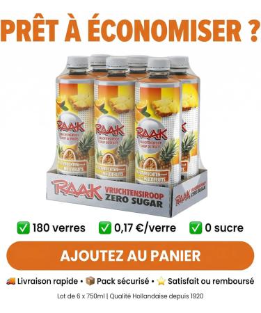 RAAK Sirop Multifruits ZERO SUCRE | 6x750ml 180 Verres | 5 Fruits en 1 | Parfait R gimes & Familles - Buy Online on GoSupps.com
