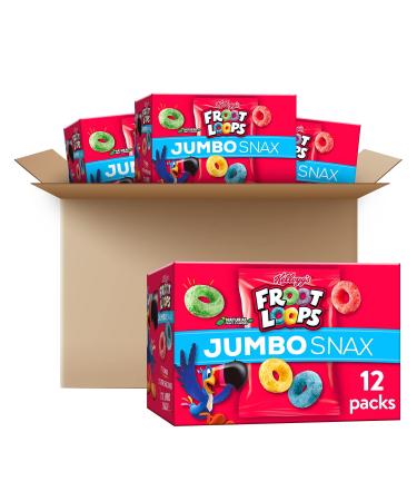 Kellogg's Froot Loops Jumbo Snax, Cereal Snacks, Original, On the Go, 12 Count (Pack of 4)