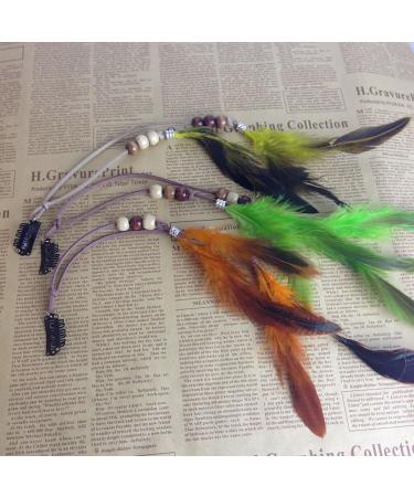 Set of 6 Handmade Boho Hippie Hair Extensions with Feather Clip Comb Hairpin Headdress DIY Accessories for Women Lady Girls - Buy Online on GoSupps.com