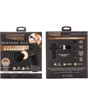 Copper Fit Unisex Adult Massage Gun | Rechargeable w/ 4 Attachments - Black Standard - Buy Online on GoSupps.com