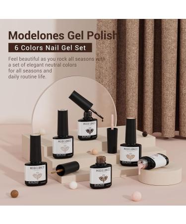Modelones Gel Nail Polish Nude - 6 Colors White Gel Polishes Brown Pink Gel Polish Set Nail Gel Polish French Manicure All Seasons Neutral LED Gel Nail Kit Soak Off Manicure DIY Home Salon A-Nude Brown 7 ml (Pack of 1) - Buy Online on GoSupps.com