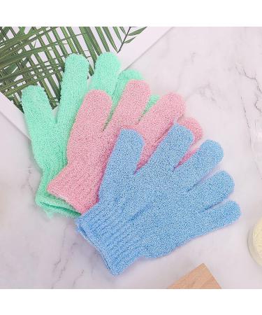 Sibba 6Pcs Exfoliating Wash Gloves - Dual Texture Bath Mitt for Shower Body Scrub - Dead Skin Remover & Exfoliator Mitten - Natural Body Loofah Washcloth in Pink - Buy Online on GoSupps.com