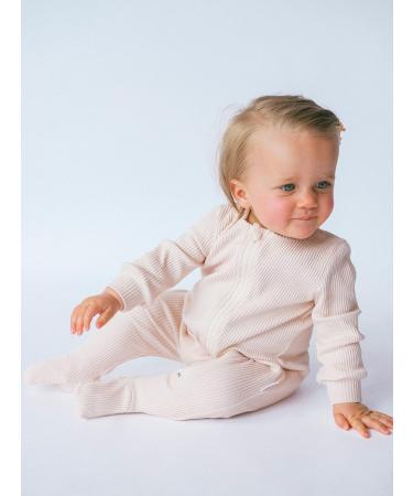 Ribbed Cotton Zip Up Baby Sleepsuits | Footed or Footless | Unisex Newborn - 2-3 Years | Shortbread - Buy Online on GoSupps.com