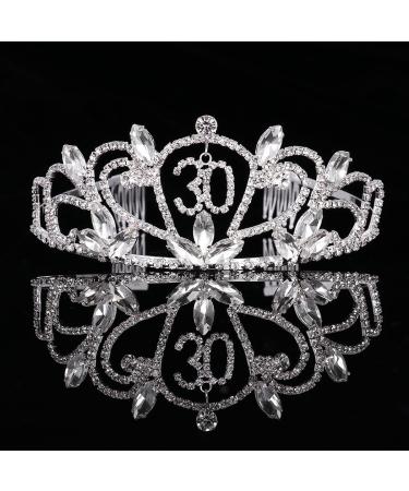 FRCOLOR 30th Birthday Tiara Bling Rhinestone Tiara 30th Birthday Crown for Hair Decoration - Buy Online on GoSupps.com