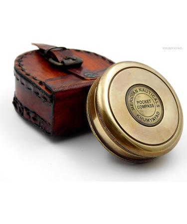 KHUMYAYAD Brass Pocket Compass - Antique Handmade Compass with Leather Case | Fully Functional & Stylish Travel Accessory - Buy Online on GoSupps.com