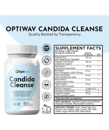 Candida Cleanse Detox Supplement - Natural Yeast Overgrowth Candi Balance Oral Support for Women Men - Caprylic Acid Probiotics Oregano Complex Capsules for Intestinal Flora Immune Gut Health 90 Count (Pack of 1) - Buy Online on GoSupps.com