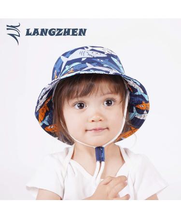 LANGZHEN Baby Girls Beach Sun Hat with Chin Strap Navy-Shark 1-2 Years - Buy Online on GoSupps.com