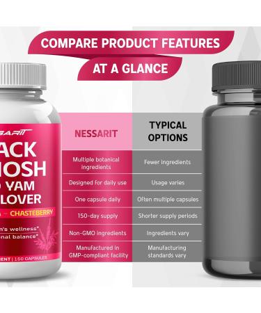 Black Cohosh 9 600mg* Hormonal Balance Support with Wild Yam Red Clover Ashwagandha Chasteberry & More 150 Capsules 150 Count (pack of 1) - Buy Online on GoSupps.com