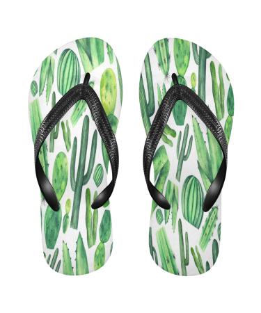 Mnsruu Cactus Oil Painting Flip Flops Home Hotel Spa Bedroom Travel XL for Men Women X-Large
