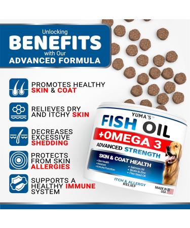 Fish Oil Omega 3 for Dogs - Premium Skin and Coat Supplement - Wild Alaskan Salmon Oil - Soothes Dry & Itchy Skin - Packed with EPA & DHA - Made in USA - Buy Online on GoSupps.com