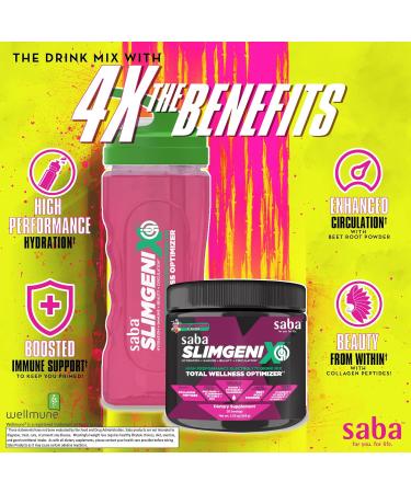 Saba SlimGenix IQ | 4-in-1 Hydration & Immune Support Drink Mix | Berry Lemonade Flavor | 30 Servings for Beauty & Circulation - Buy Online on GoSupps.com