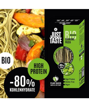 Buy JUST TASTE Organic Edamame Spaghetti - High Protein Low Carb Noodles for Athletes - 250g Pack of 6 - Buy Online on GoSupps.com
