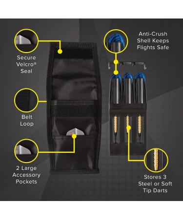 Casemaster Single Black Dart Case with Solid Plastic Insert - Holds 3 Steel Tip and Soft Tip Darts - Tough Nylon Covering for Flights Protection - Buy Online on GoSupps.com