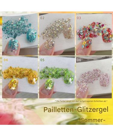 Hand Health Care for Glitter Nail Polish Kit for 6 Colorful LED Colors Dipped on 7ml Glossy Finish Long Lasting Sparkling Polycone - Buy Online on GoSupps.com