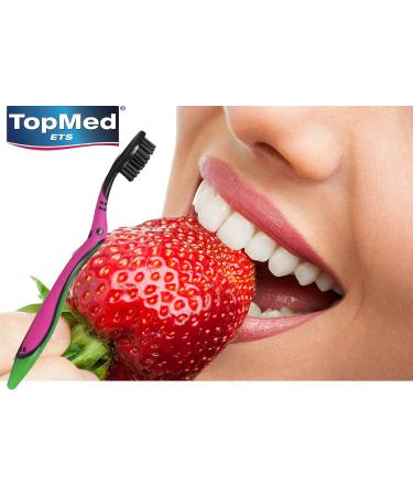 Top Med ETS Smokers Toothbrush Extra Hard & Charcoal Toothbrush - 2 Count | Ideal for Smokers & Oral Care - Buy Online on GoSupps.com