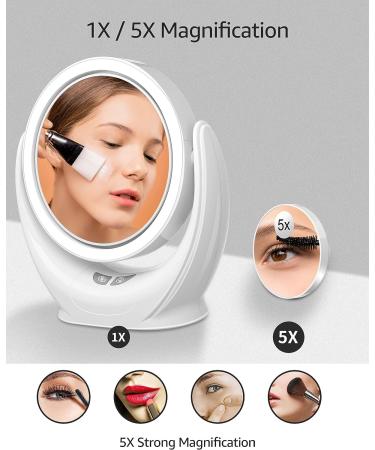 Lighted Makeup Mirror with Fan | 1X/5X Magnifying Vanity Mirror | 30 LED Lights, 3 Lighting Modes | Portable Travel Cosmetic Mirror - Buy Online on GoSupps.com